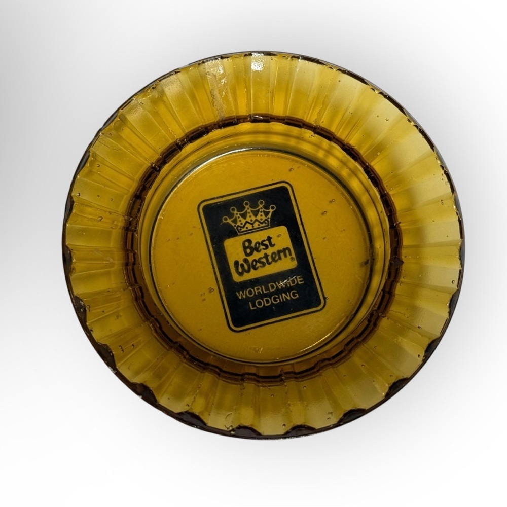 VINTAGE ASHTRAY - BEST WESTERN YELLOW GLASS